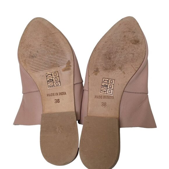 Free People Sienna Mules Size 5.5-6  (36) Leather Ruffle Slides Pointy Toe - Picture 7 of 15